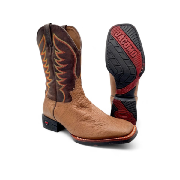 Bota Country Texana Masculina Jácomo -Avestruz Lisa Tabaco - Image 2