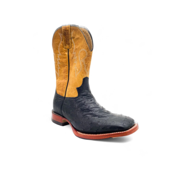 Bota Country Texana Masculina Jacomo- Avestruz Cheia Preto