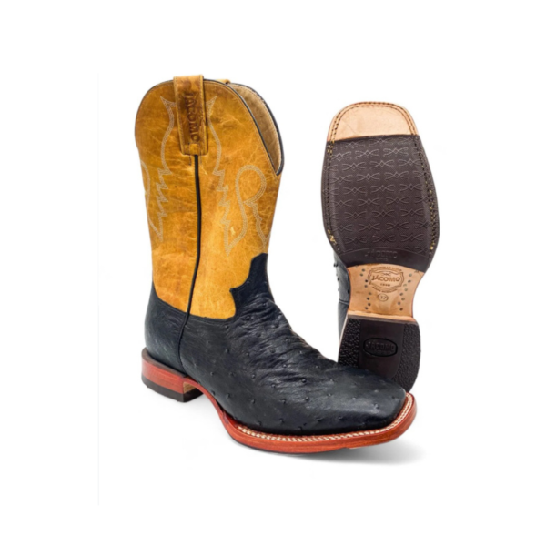 Bota Country Texana Masculina Jacomo- Avestruz Cheia Preto - Image 2