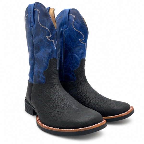 Bota Texana Masculina Jácomo 2981/MQV Cabeça Preto e Fóssil Marinho