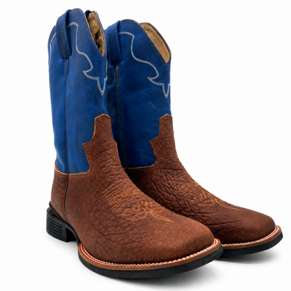 Bota texana Masculina Jácomo 2981/MQV – Cabeça Tan e Fóssil Marinho