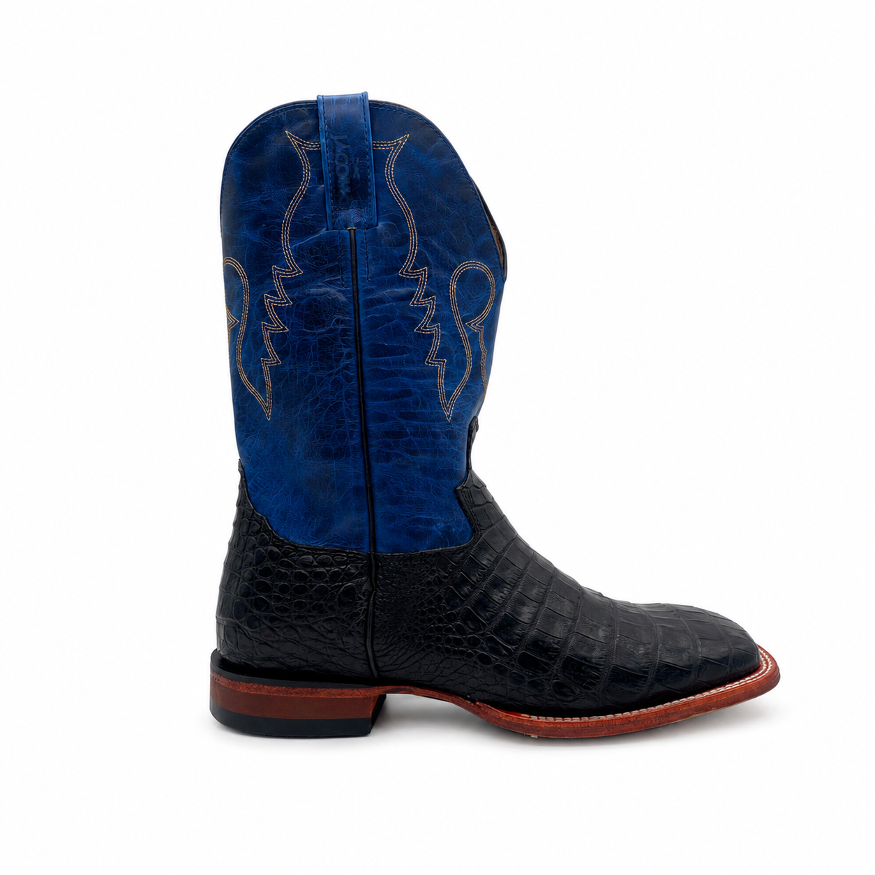 Bota Texana Masculina Jácomo 3002/XMDQ Couro de Jacaré Preto e Fóssil Marinho - Imagem 2