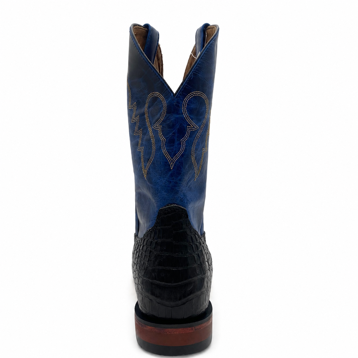 Bota Texana Masculina Jácomo 3002/XMDQ Couro de Jacaré Preto e Fóssil Marinho - Imagem 3