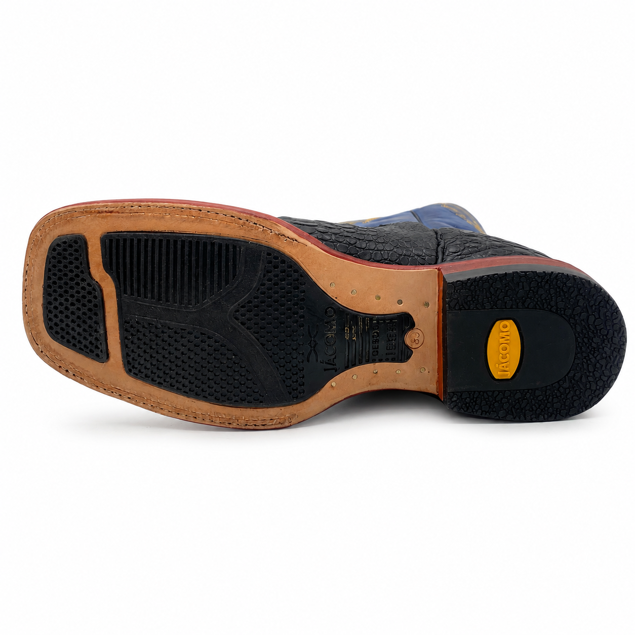 Bota Texana Masculina Jácomo 3002/XMDQ Couro de Jacaré Preto e Fóssil Marinho - Imagem 5