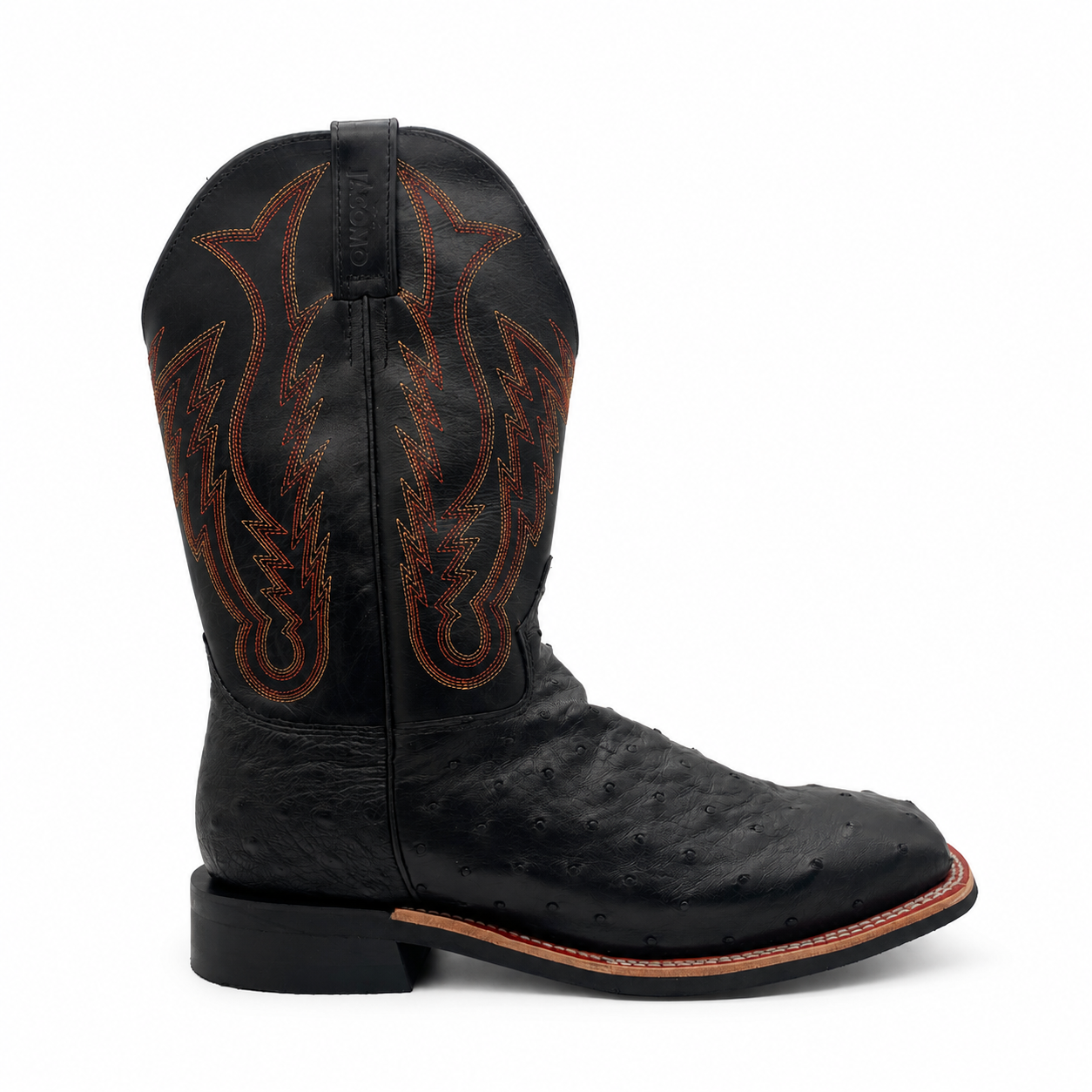 Bota Texana Masculina Jácomo 40022/DRBP Avestruz Cheio Preto e Fóssil Oil Preto - Imagem 2