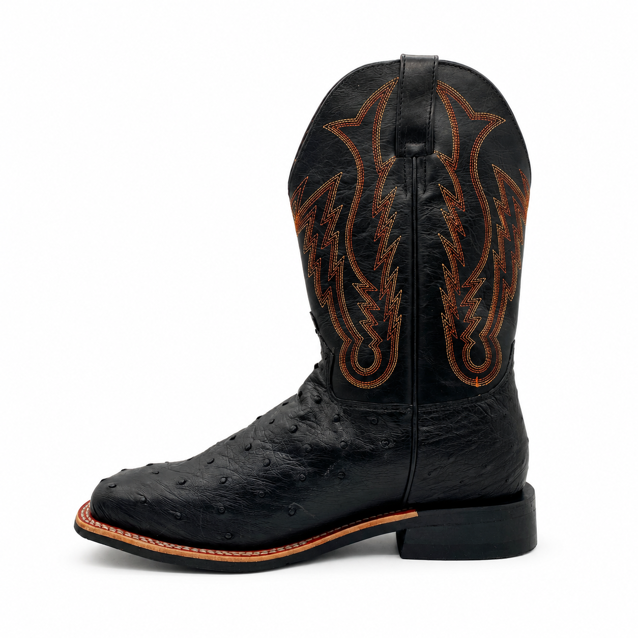 Bota Texana Masculina Jácomo 40022/DRBP Avestruz Cheio Preto e Fóssil Oil Preto - Imagem 4