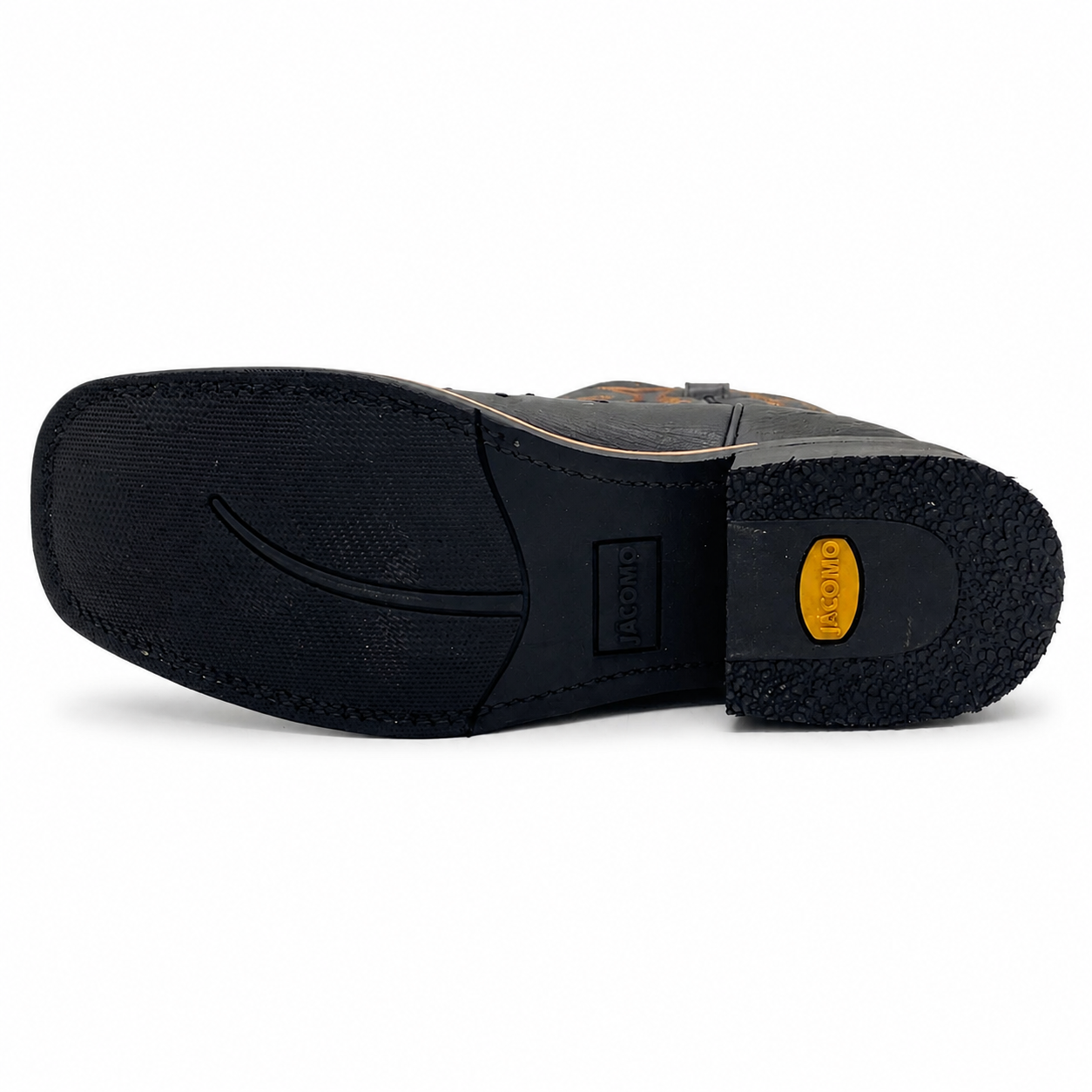 Bota Texana Masculina Jácomo 40022/DRBP Avestruz Cheio Preto e Fóssil Oil Preto - Imagem 5