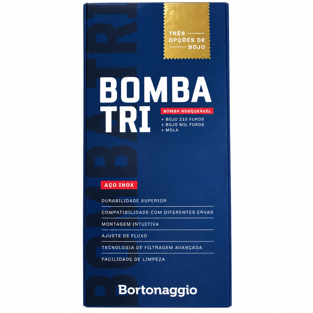 Bomba de Chimarrão e Tererê Bortonaggio TRI em Aço Inox com Bocal Banhado a Ouro e 3 Bojos - Imagem 6
