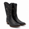 Bota Texana Feminina Jácomo Bico Fino em Couro Fossil Oil Preto 90381/TBQC